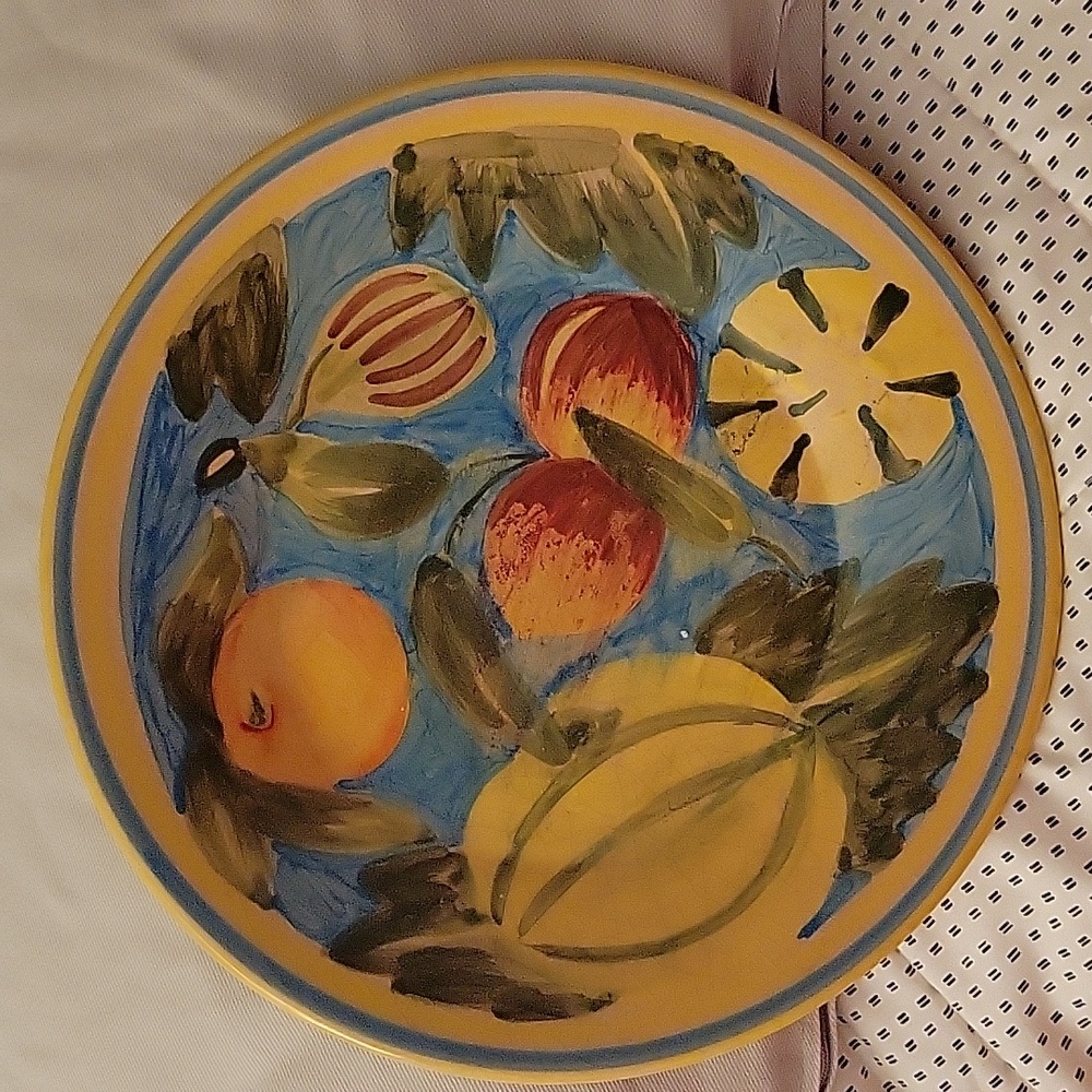 LeSouk Ceramique Tunisia Vintage Fruit & Floral Handpainted Plate 11"